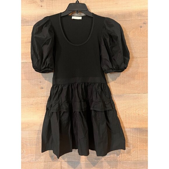 NEW ULLA JOHNSON Tilda BLACK Mixed Media Mini dress SIZE S - Picture 7 of 8